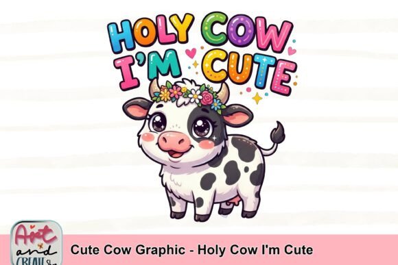 Cute Cow Graphic: Holy Cow, I'm Cute Design Asset