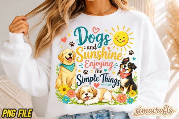 Dogs and Sunshine Graphic PNG: Capturing Canine Joy in Digital Art